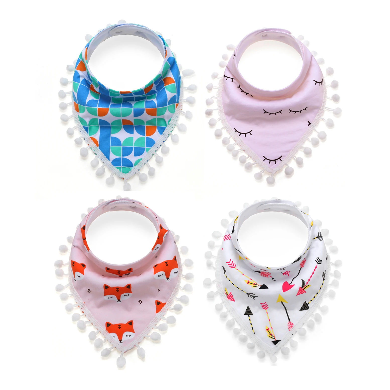 

Free sample Double layer organic cotton Colorful Gift Set Triangle Eco-friendly bandana bibs baby bibs