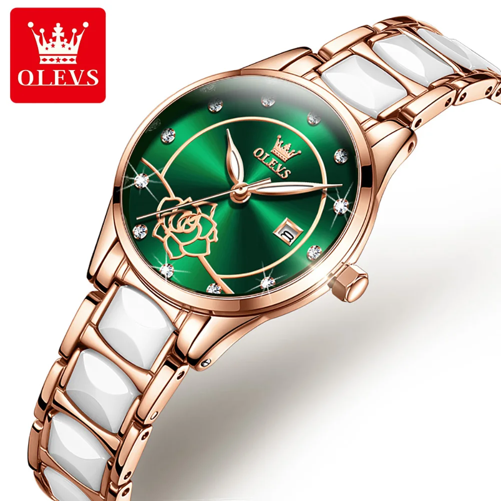 

OLEVS 3606 New Style Brand Watch Fashion Business Luxury Calendar Women Watch Ceramic Women's Quartz Watch Wris