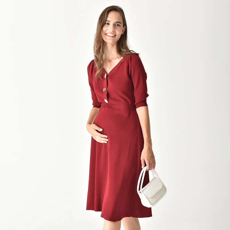 

Plus Size Sexy V Neck Maternity Breastfeeding Shirt Skirt Dress For Pregnancy