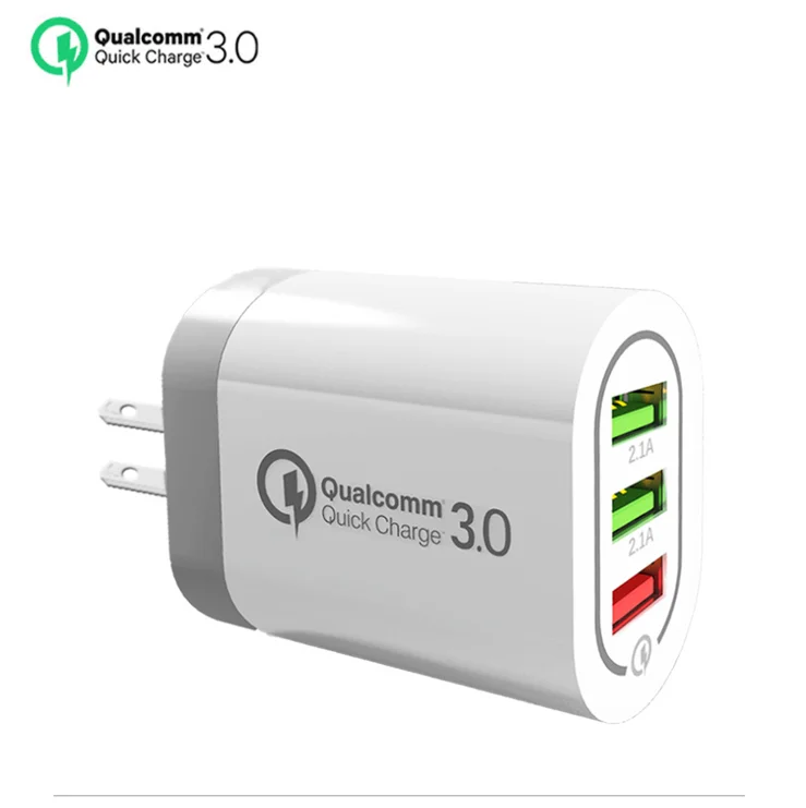 

USB Wall Charger QC 3.0 Quick Charger 1 Port and 3 ports US EU Plug Fast Charging 3.1A Cellphone Adaptor, Black white