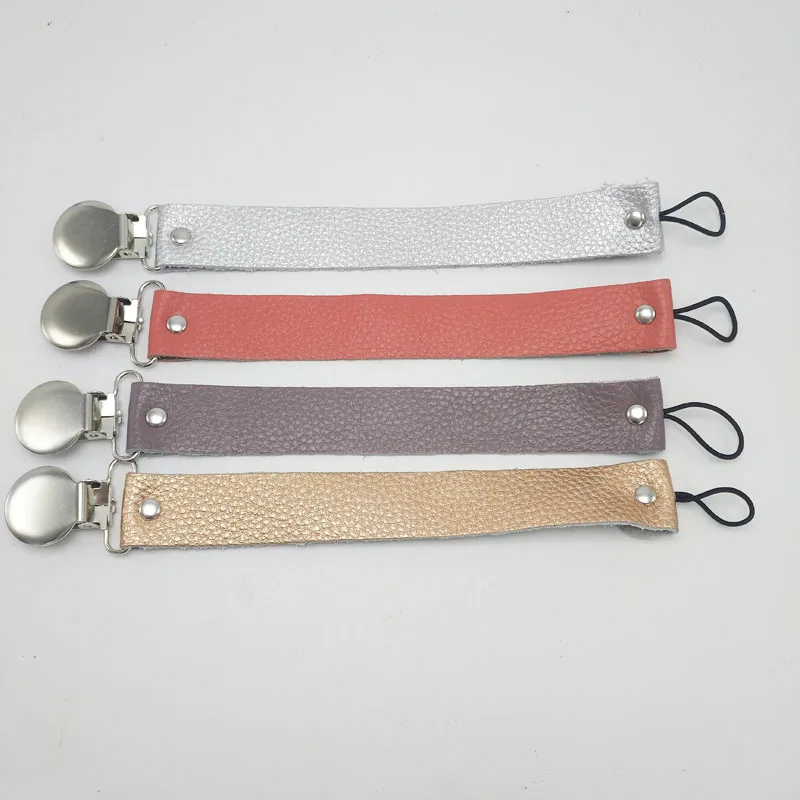 
fashion OEM custom logo braided leather dummy clips baby pacifier 