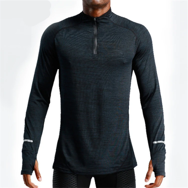 

3M Reflect Light Men Clothing Thumb Botton XXL OEM LOGO Printing Long Sleeve Fashion TShirt Gym Fitness Custom Plus Size Plain