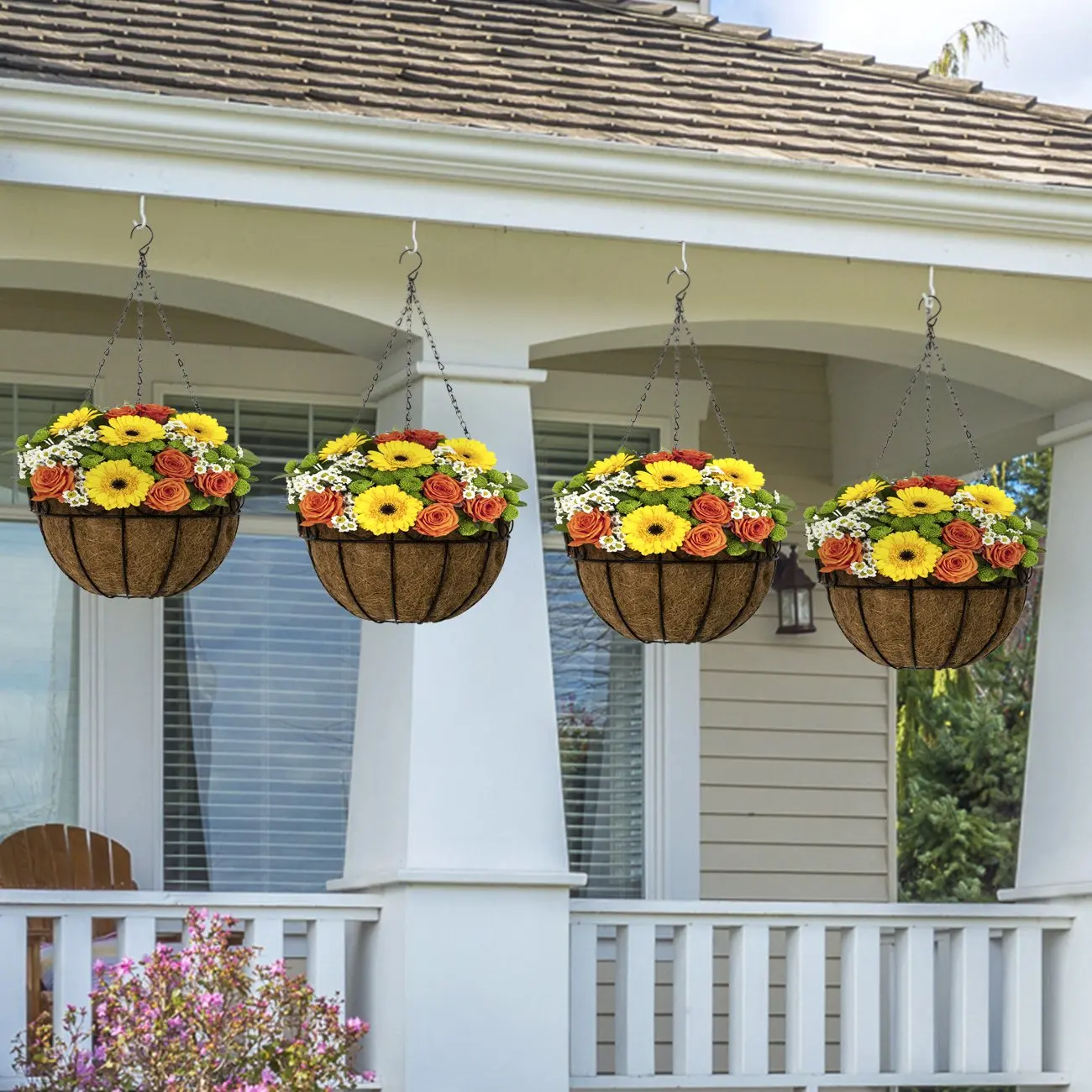 Outdoor And Indoor Metal Hanging Planter Basket With Coco Coir Liner 10