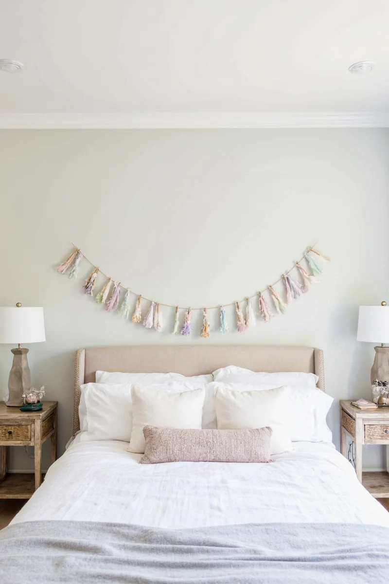 Seasonal decor above bed