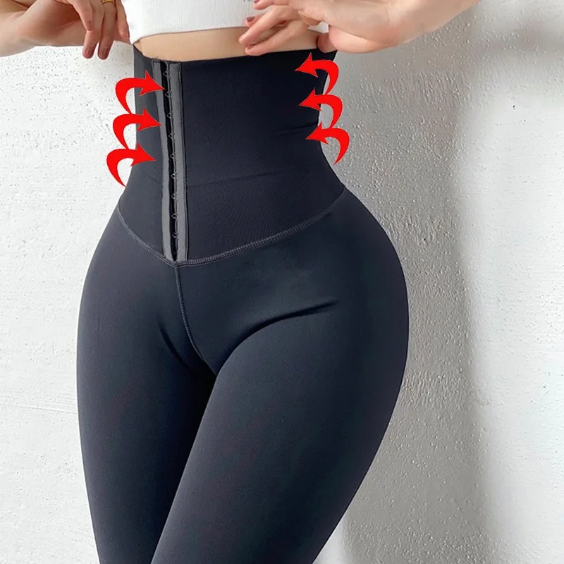 

High Waist Tummy Control Tik Yoga Pants Tok Women Body shaper Shapewear Corset Tight Sauna Waist Trainer Leggings, Black,nude