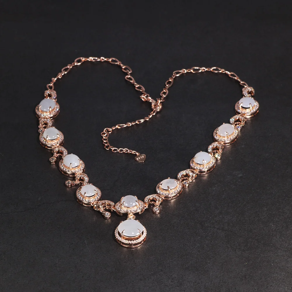 

Genuine 925 Sterling Silver Jade Gemstone Buttery Necklaces For Women