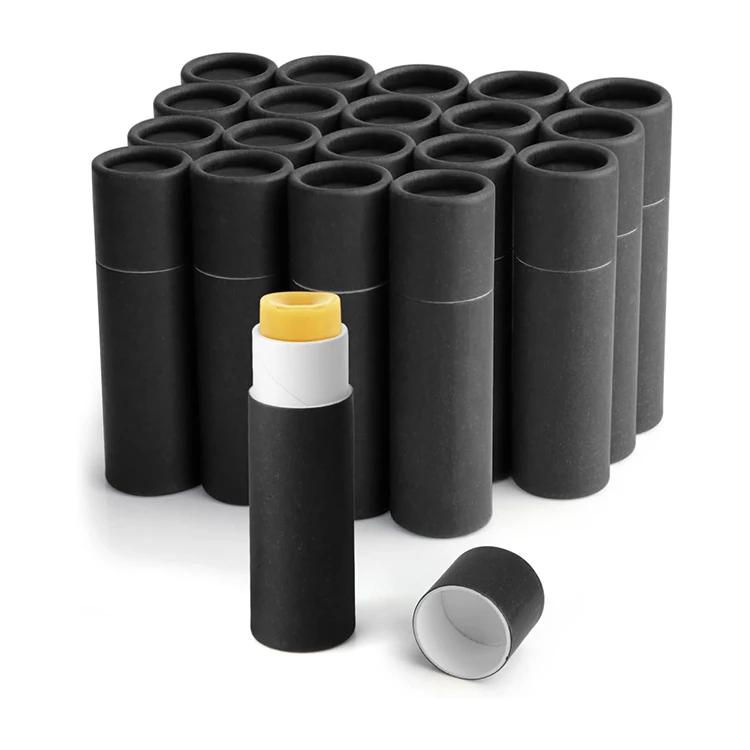 

Eco Biodegradable Black Kraft Cardboard Lip Balm Tubes Stick Deodorant Container Packaging Push up Paper Tube