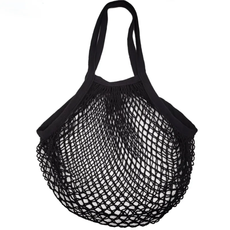 

Cotton Mesh Shopping Grocery Bag String Organic Shopping Handbag with Long Handle