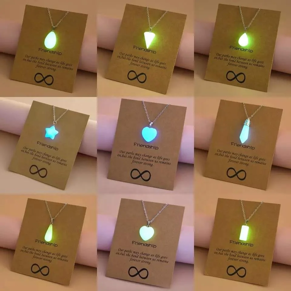 

Wholesale Charms Glow in the Dark Necklace Waterdrop Star Heart Luminous Glowing Pendant Necklace Jewelry