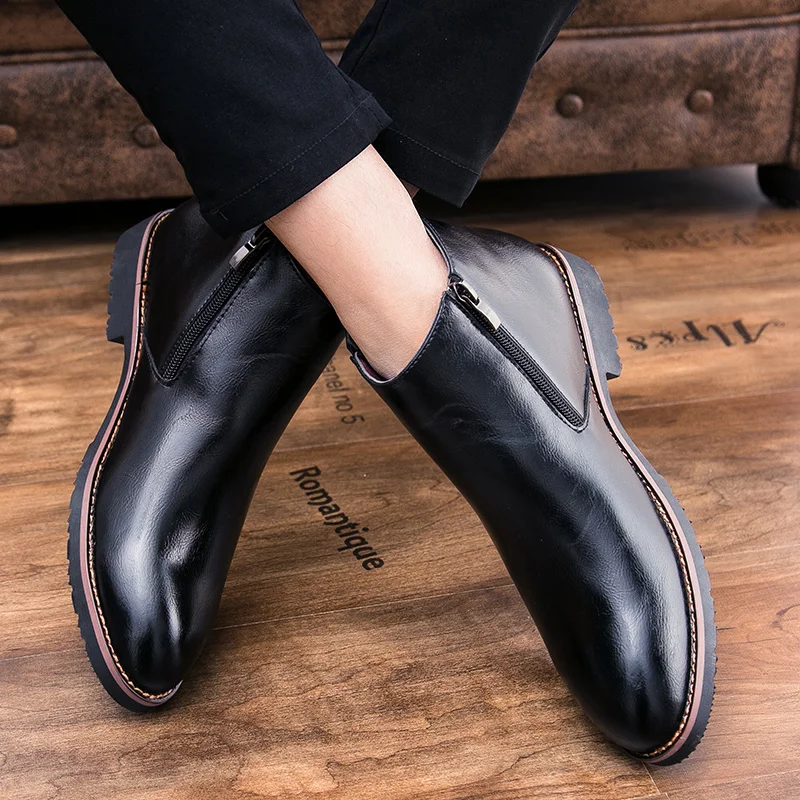 

551 winter men's leather ankle boots
