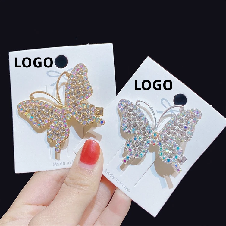 

Fashion Butterfly Rhinestone Hair Clip Korea Crystal Shiny Bow Side Clip Hairpin