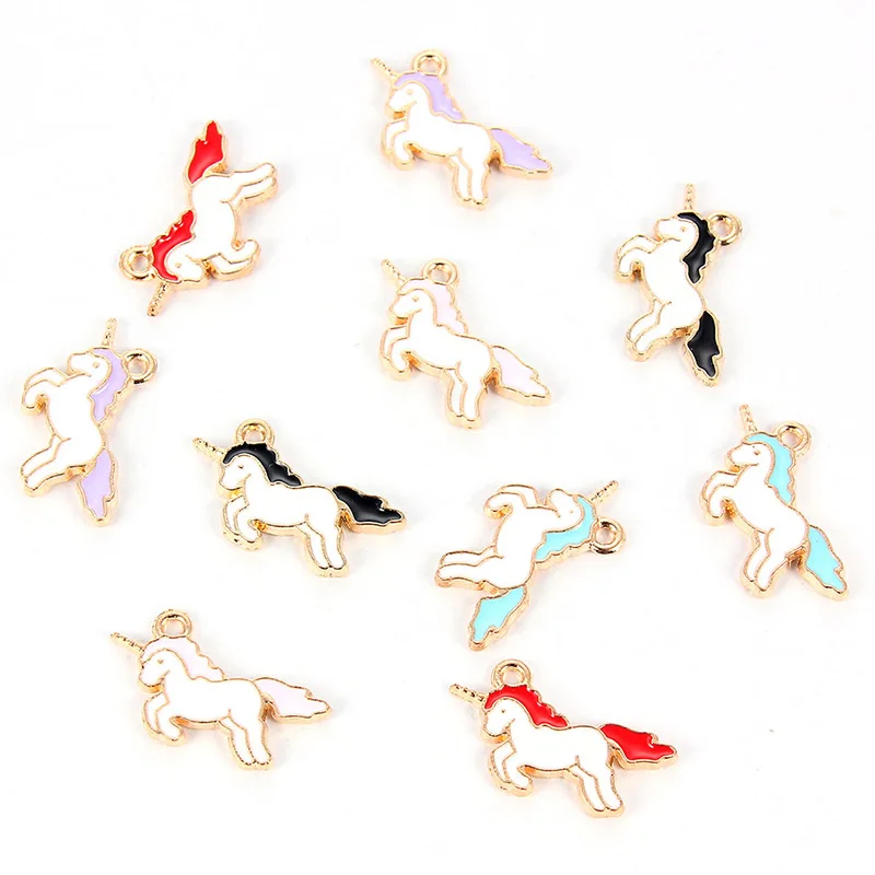 

Wholesale lovely white unicorn horse animal drop oil alloy charms pendant accessories DIY bracelet necklace jewelry, Picture