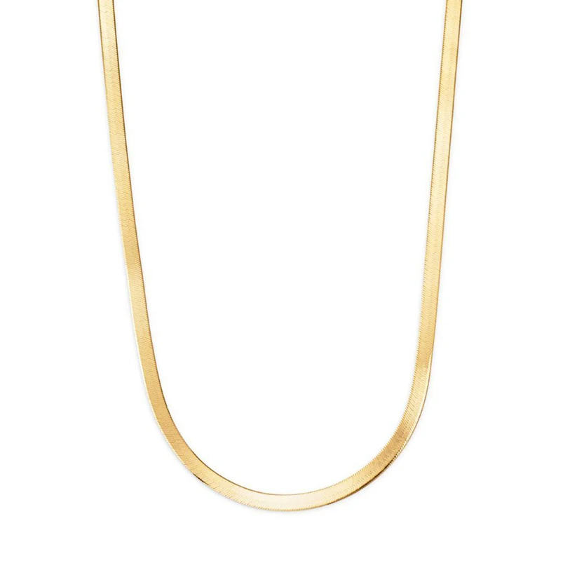 

Gemnel recycled sterling silver 2.75mm herringbone chain 18k yellow gold necklace women