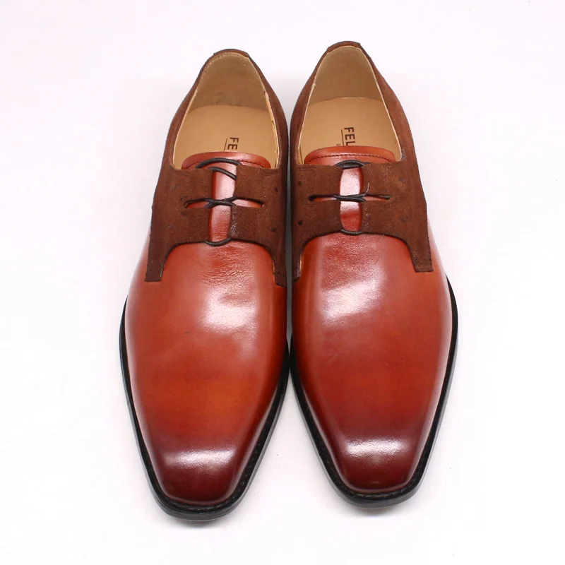 Felix Chu Square Plain Toe Handmade Men's Dress Shoes Genuine Leather ...