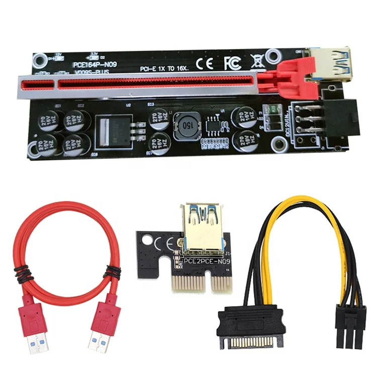 

Ver 009S Plus Pcie 1x To 16x 8 Solid Capacitors Computer Graphics GPU Riser Card Extender Adapter