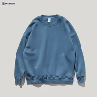 

Factory Drop Shipping Custom Crewneck Knitted Cotton High Street Vintage Plus Size Blue Basic Sweatshirt