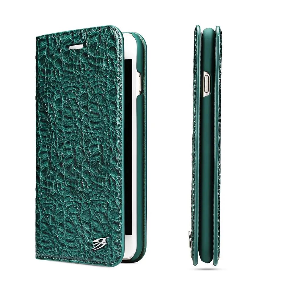 

FREE sample crocodile pattern Genuine Leather Business Wallet Case For Iphone 7 flip case card holder