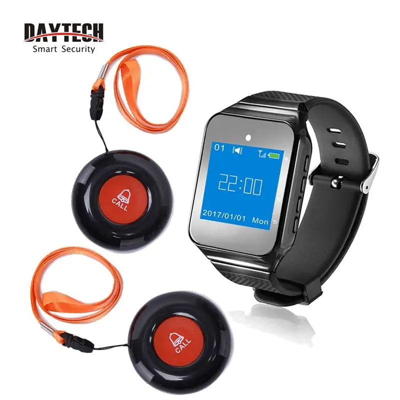 

DAYTECH Wireless 300M Long Range Distance Guest calling System Wrist Watch Pager for Restaurant Coffee Bar Club, White;black