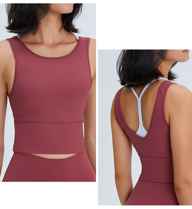 

Womens Reversible Thread Fabric Sports Vest Sexy Wide Band Active Wear Tank Top