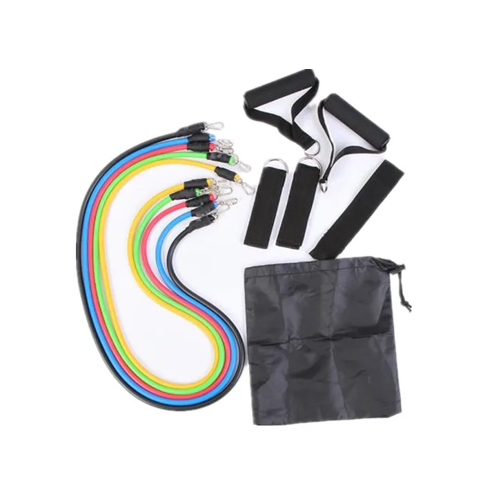 

11 Pieces Set Pull Rope Resistance Bands Fitness Body Slimming Tube Band, One set includes:yellow, green,red,blue and black