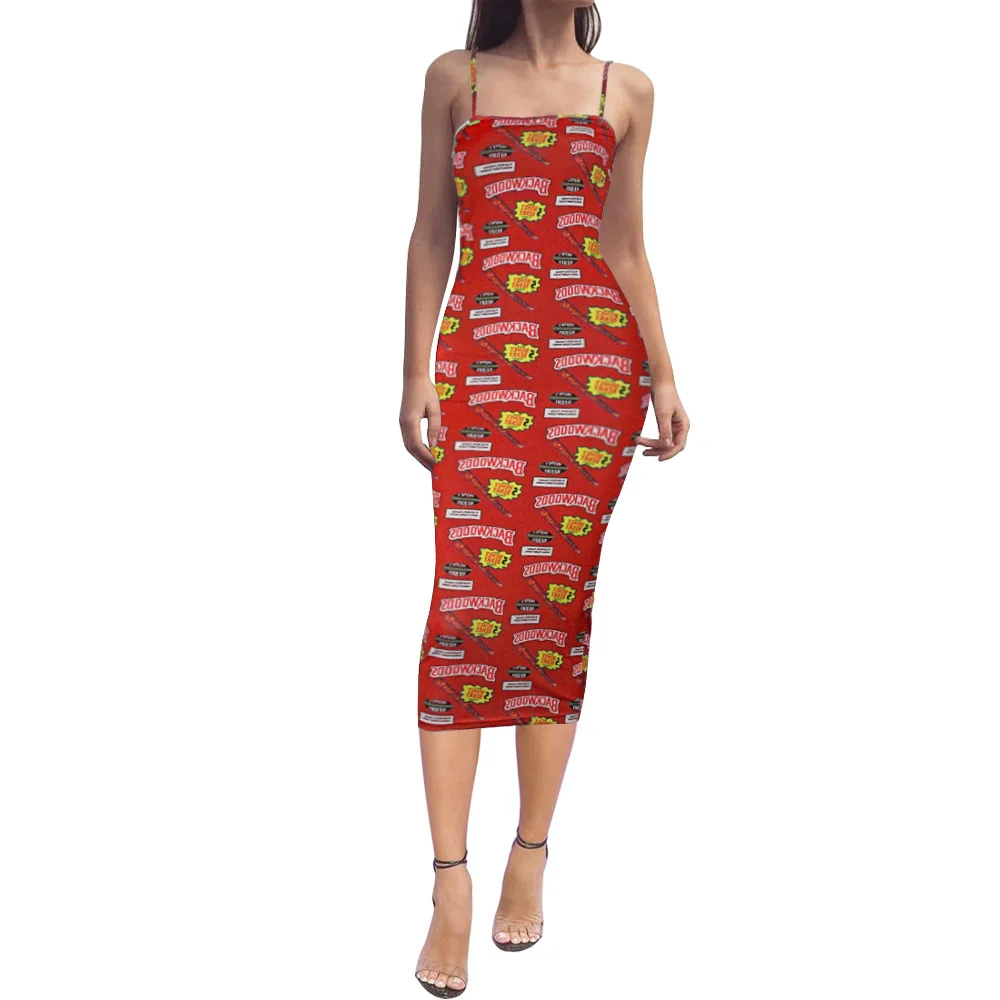 

Wantmove Hot Selling Summer Dress Sexy Backwoods Panda Print Spaghetti Strips Casual Midi Dress For Women DZ022