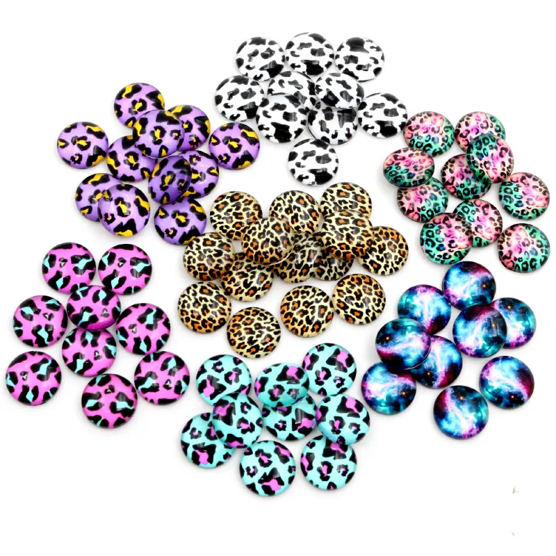 

20-50pcs/lot 8mm 10mm 12mm Nebula Leopard Handmade Glass Cabochons Pattern Domed Jewelry Accessories Supplies
