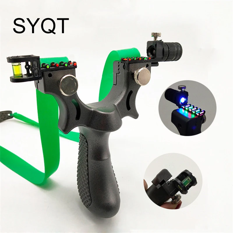 

New slingshot with level light night light flat rubber band slingshot outdoor hunting big power precision slingshot catapultas
