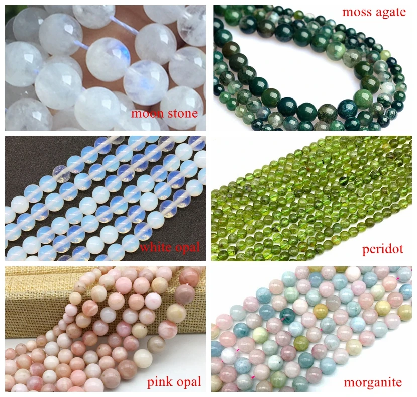 Natural Loose Stone Beads Strand Gemstone Perles 4 Mm 6 Mm 8 Mm 10 Mm