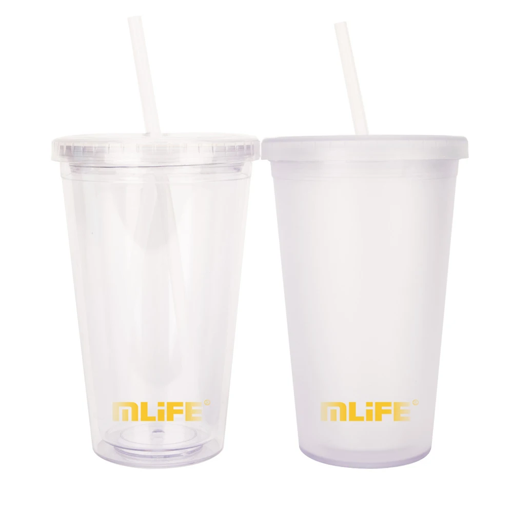 450ML double wall reusable bubble tea cup with straw