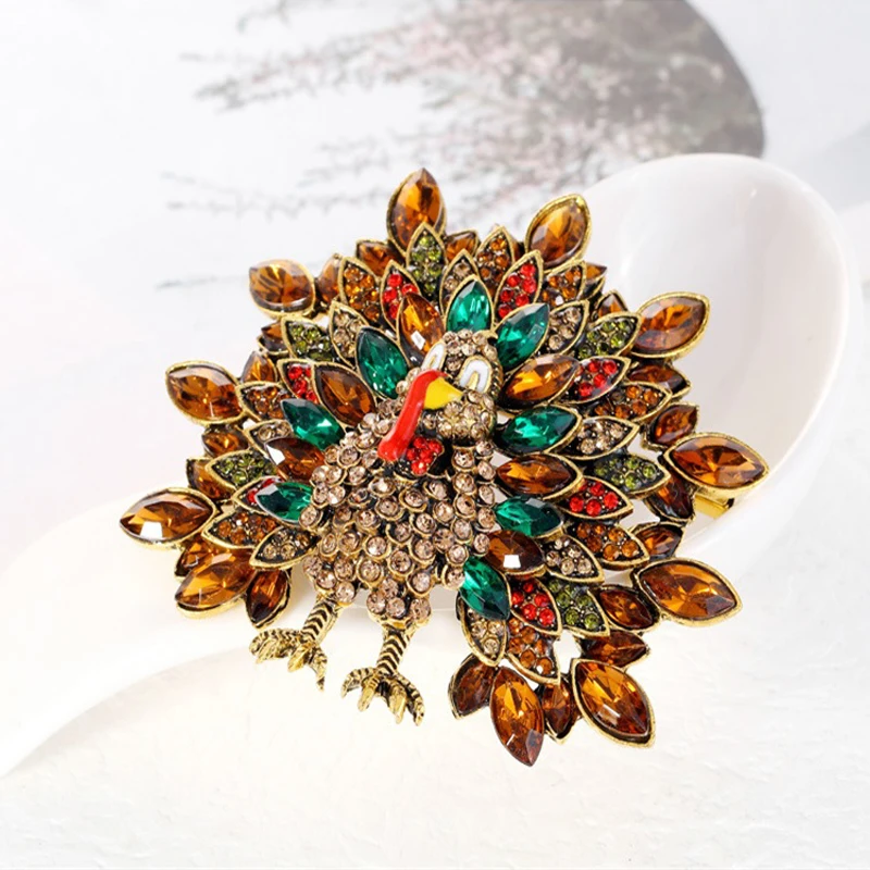 

Fashion exaggerated peacock brooch alloy diamond animal corsage pin