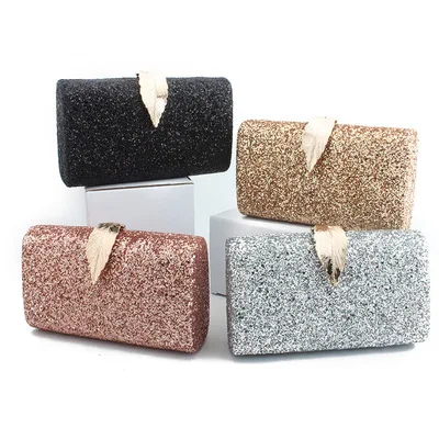 

Evening Bag, Bling Sequin Metal Leave Clutch Bag Lady Evening Bags/, Pink, black, gold, silver