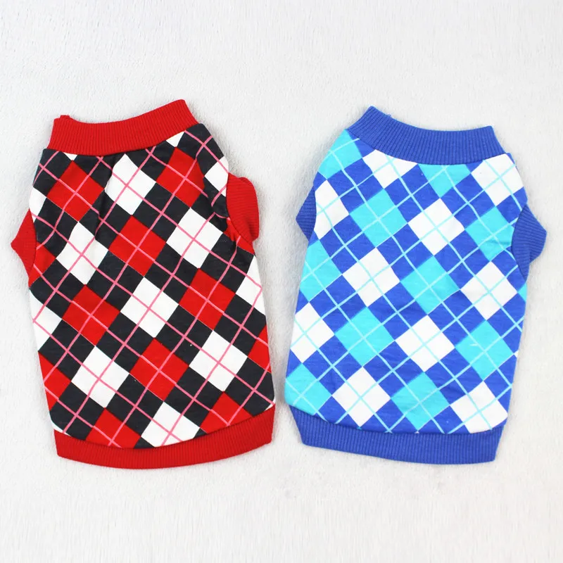 

Wholesale Spring and Summer Cotton Dog Sleepless Vest Plaid Printed Pet Clothes