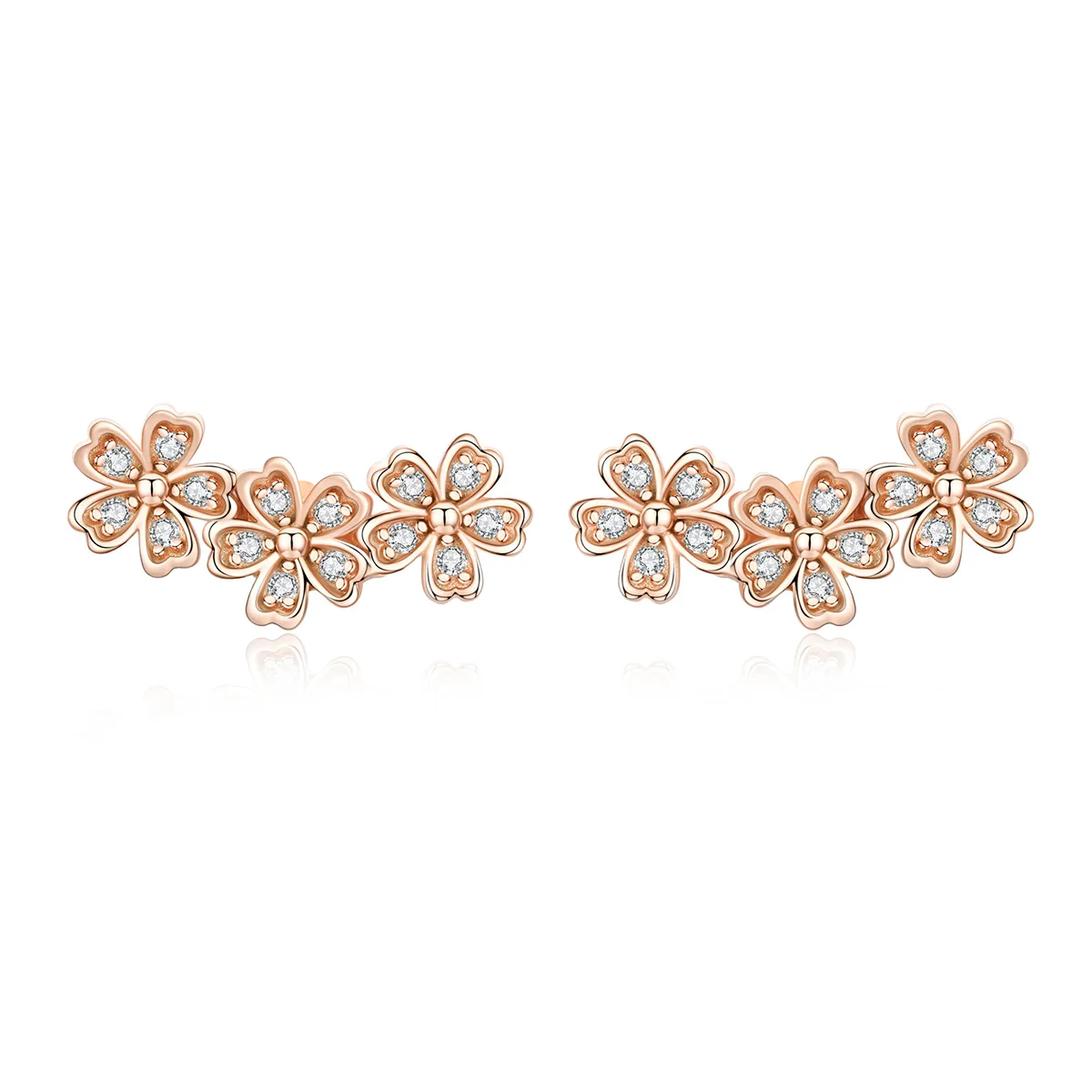 

Wholesale zirconia jewelry 925 silver flower stud earring