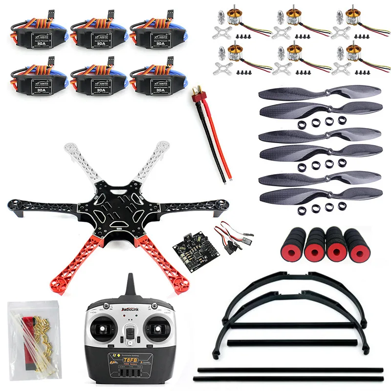 

1000KV Brushless Motor 30A ESC KK F550 Six-axis UAV Aircraft Kit T8F8 Flight Controller with R8EF Receiver for DIY Aircraft