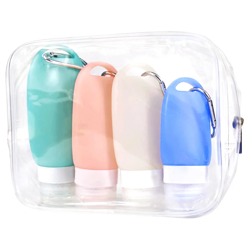 

Custom travel empty hand sanitizer travel size bottle for hand gel sanitizer with carabiner travel bottle set with keychain set