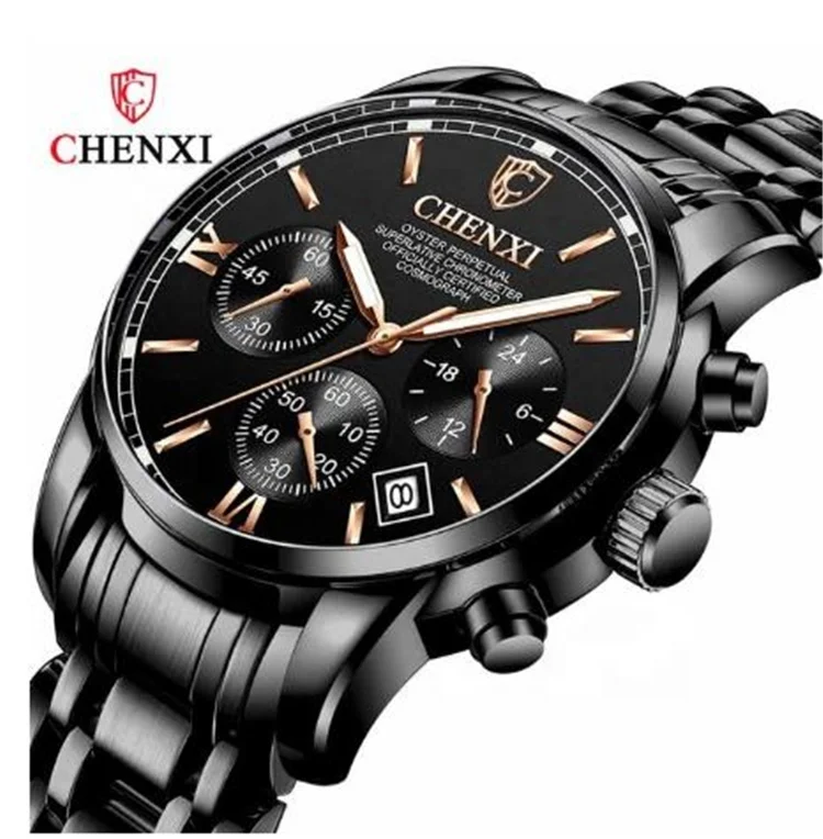 

CHENXI Watches Mens 2021 Stainless Steel Quartz Sport Chronograph Watch Men Waterproof Date Causal Men Watches