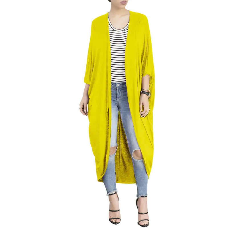 

2020 New Arrivals Solid Color Long Sleeve Cotton Ladies loose thin knitted sweater cardigans for women