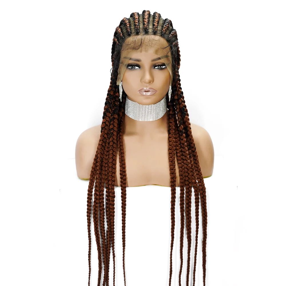 

Wigs Hair Long Box Braid Wig Synthetic Lace Front Wigs Black Color Micro Braids Hair for Women, Picture