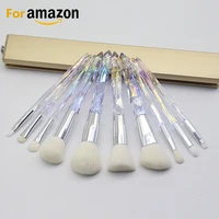 

Amazon solution 10 pcs free samples Crystal diamond bling glitter colorful makeup brushes set