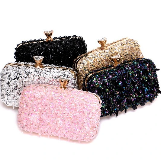 

Factory Direct Hand-Held Evening Bag Double-Sided Beaded Embroidered Bag Sequins Ladies Clutch Tasche Evening Bag