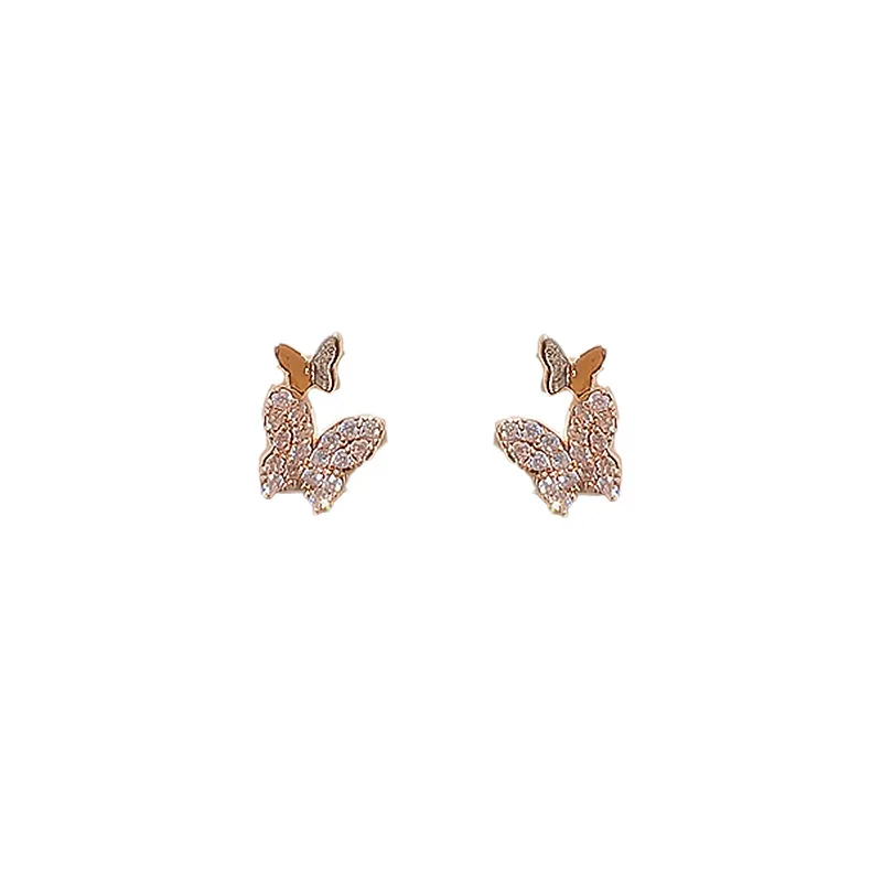 

Top Selling fashion creative women 925 silver jewelry rose gold butterfly earrings
