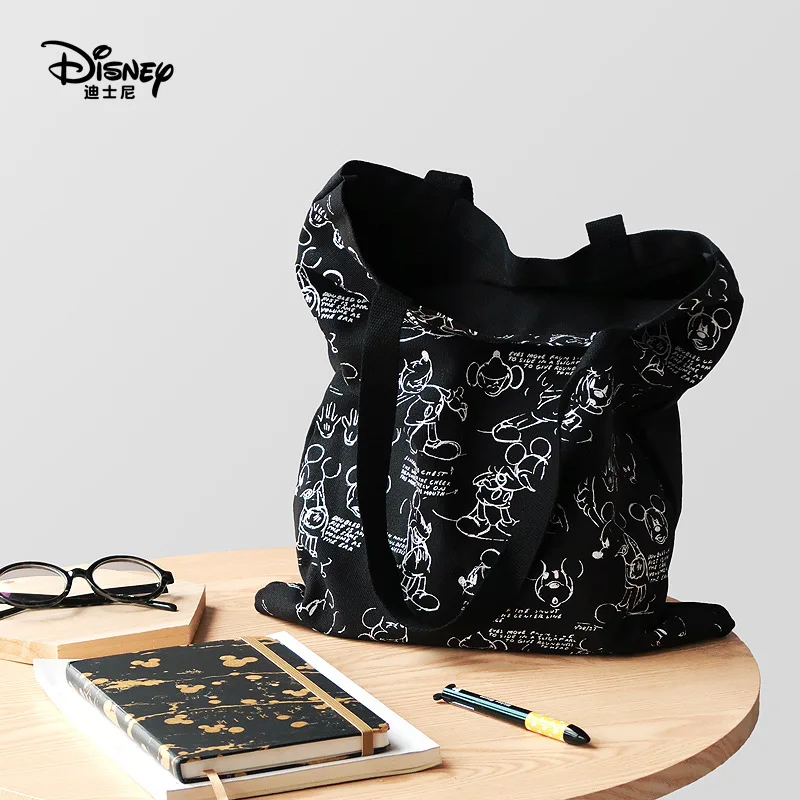 

Wholesale Disney Printing Logo Printed Reusable Canvas Tote Bag Shopping In Stock Lady Canvas Handbags