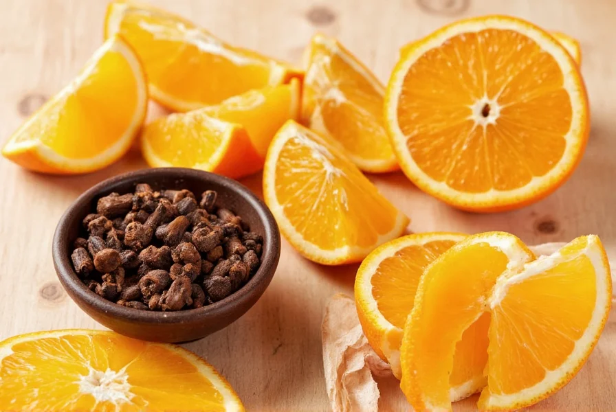 Traditional orange studded with whole cloves for natural air freshening