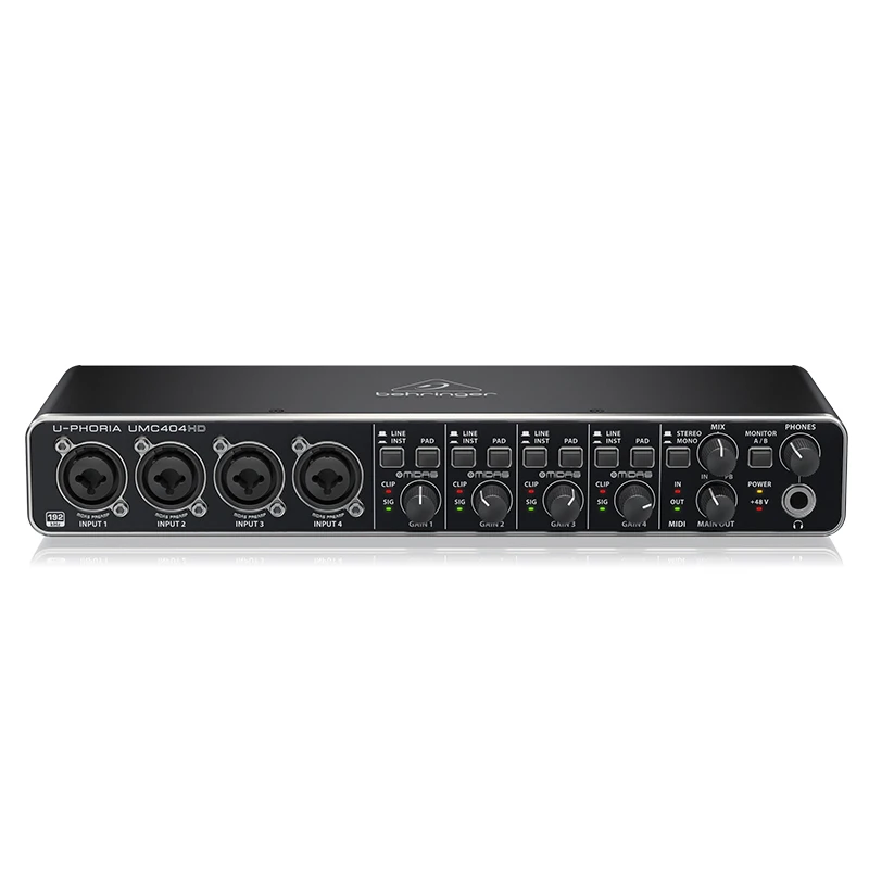 

Audiophile UMC404HD Mic Preamplifier Professional Studio Sing Music Live Recording Guitar band USB Audio Interface Sound card, Black