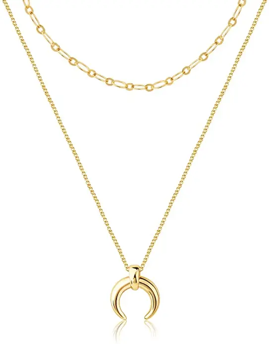 

Layered Gold Pendant Choker Necklace for Women