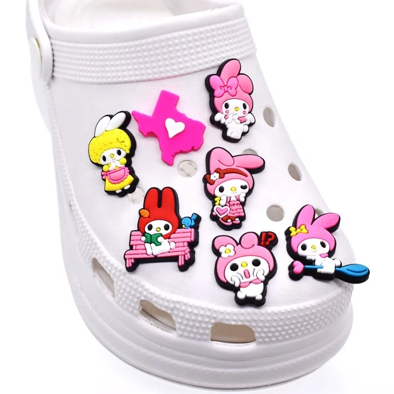 

Kawaii Cartoon Kuromi Cute Melody Design Kids Clog Shoe Charms, Customized