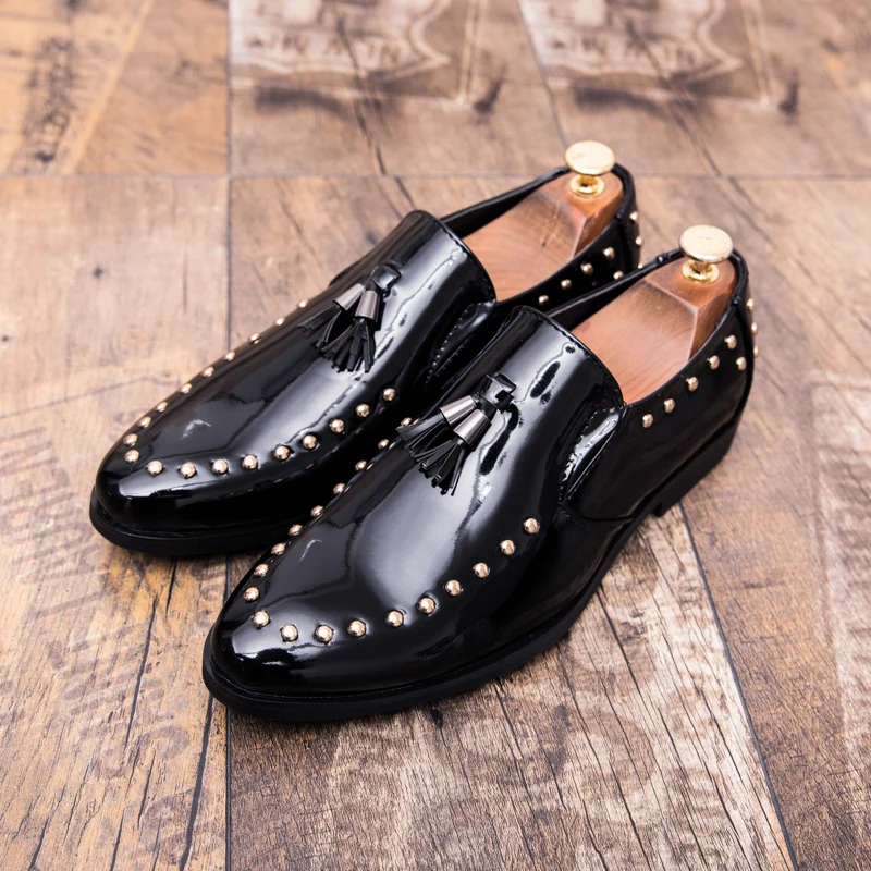 

2021 new style Lether shoes men genuine leather Performance fashion dance shoes men's leather shoes catwalk prom, Blue ,black,red