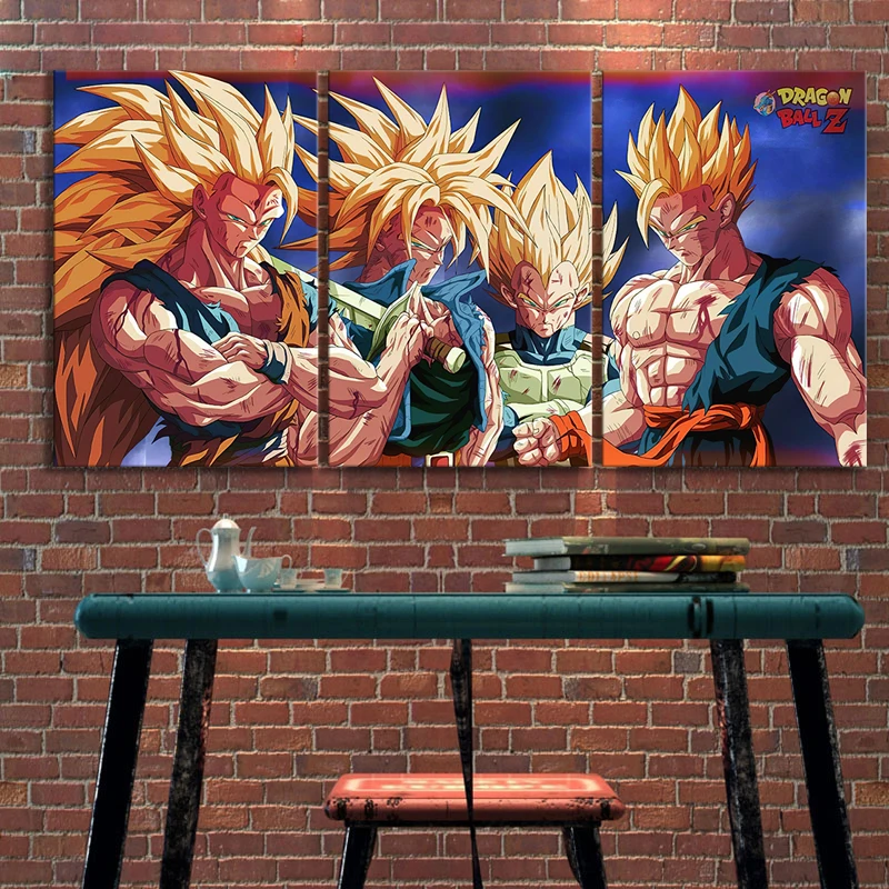 

3 Pieces anime Painting home decor canvas art paints Wall Stickers dragon ball Wallpaper oil painting murals wall decor artwork, Multiple colours
