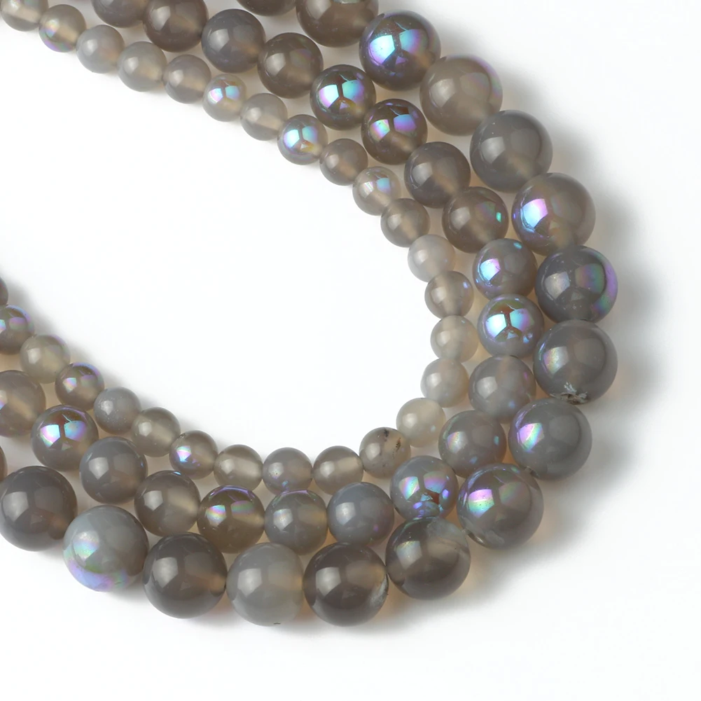 

Semi-precious 6/8/10MM Grey Agates Labradorite Round Loose Beads For DIY Jewelry Making Bracelet