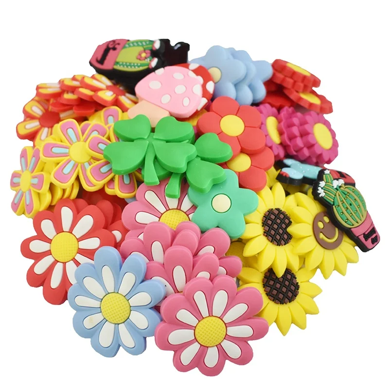 

Various Flowers Design PVC Shoe Charms for Kids Teens Clog Wristbands, As picture
